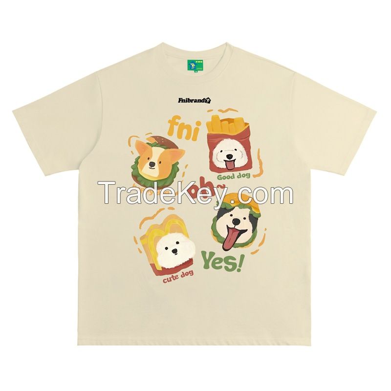 320g Cotton puppy t-shirt retro short sleeve