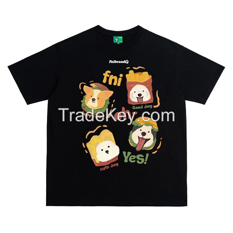 320g Cotton puppy t-shirt retro short sleeve