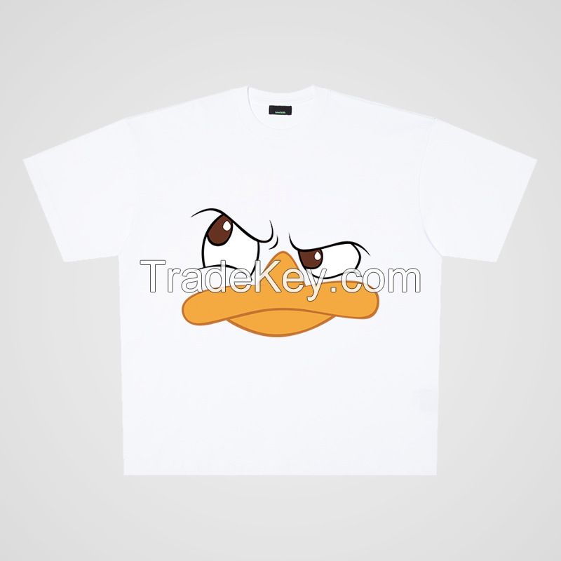 250g cotton fun duck street casual oversize large board short sleeve T-shirt