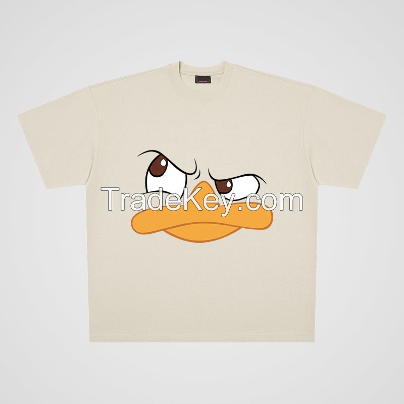 250g cotton fun duck street casual oversize large board short sleeve T-shirt