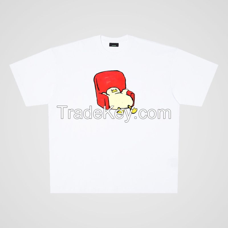 250g cotton cartoon cartoon sofa duck street casual oversize short sleeve T-shirt