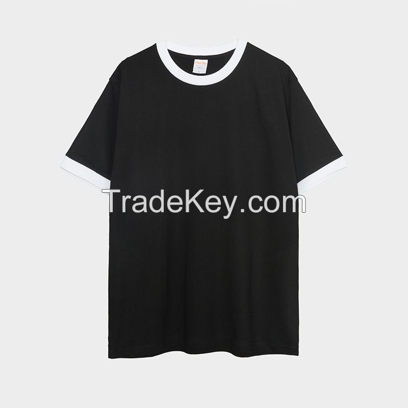 Short-sleeved T-shirt with contrast panels of pure cotton