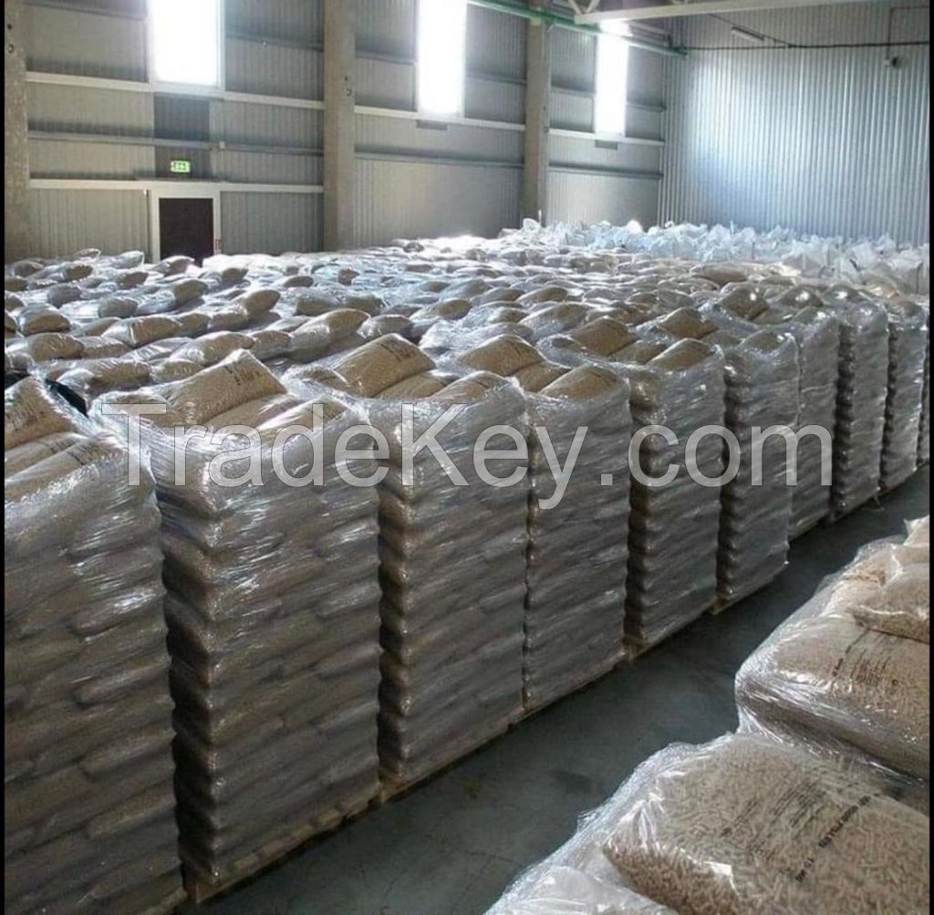 Packed wood pellets