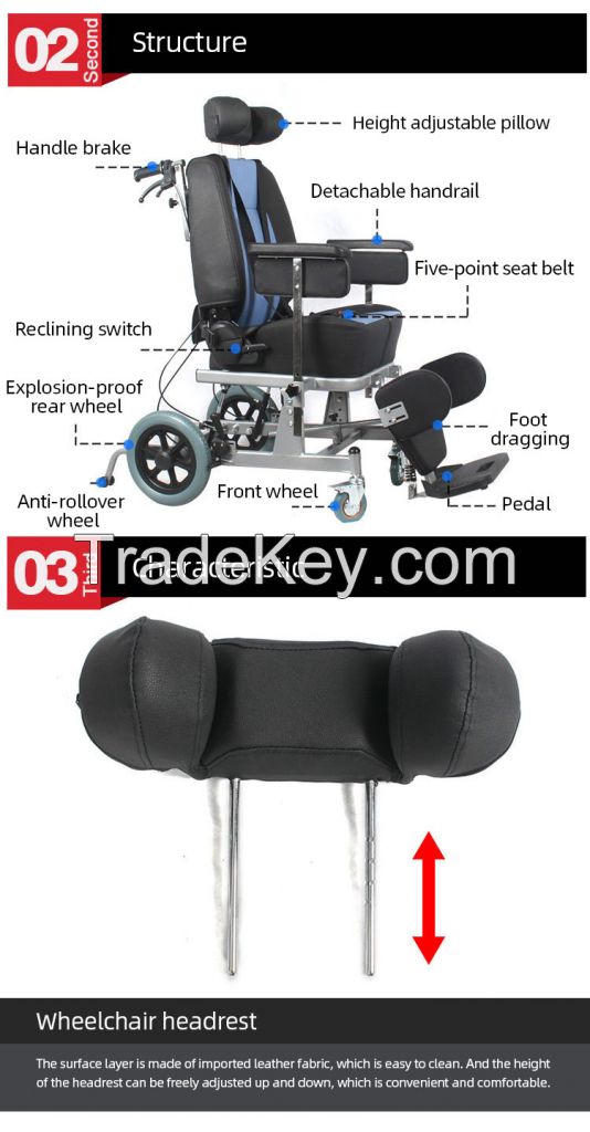 Reclining High Back cerebral palsy wheelchair WJMW-SP01