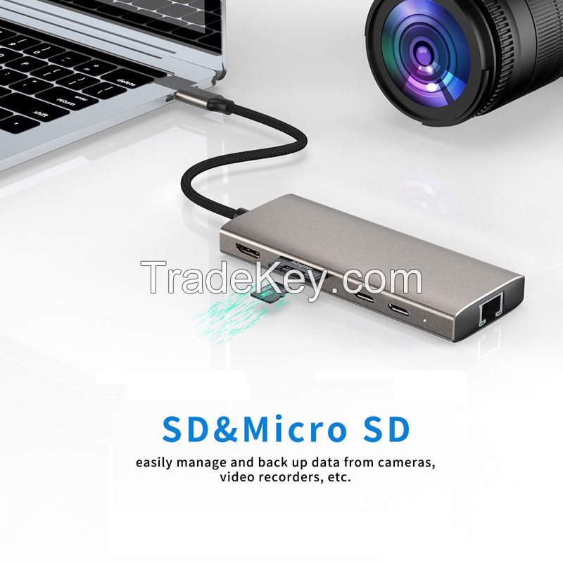 11-in-1 Laptop Docking Station Gigabit 1000M RJ45 Ethernet Mac Adapter USB 3.0 Type C Usb-C Hub Docking Station For Macbook.