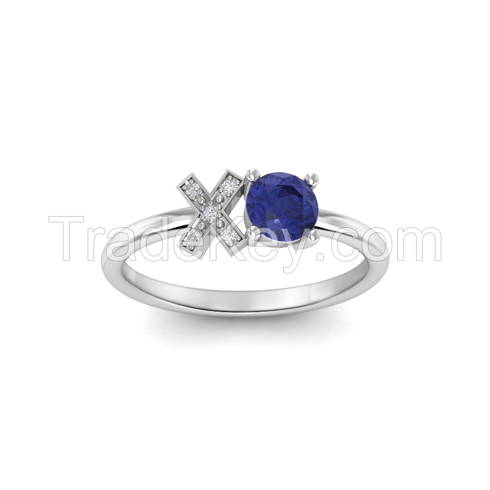 Tanzanite &amp; Diamond XO Ring