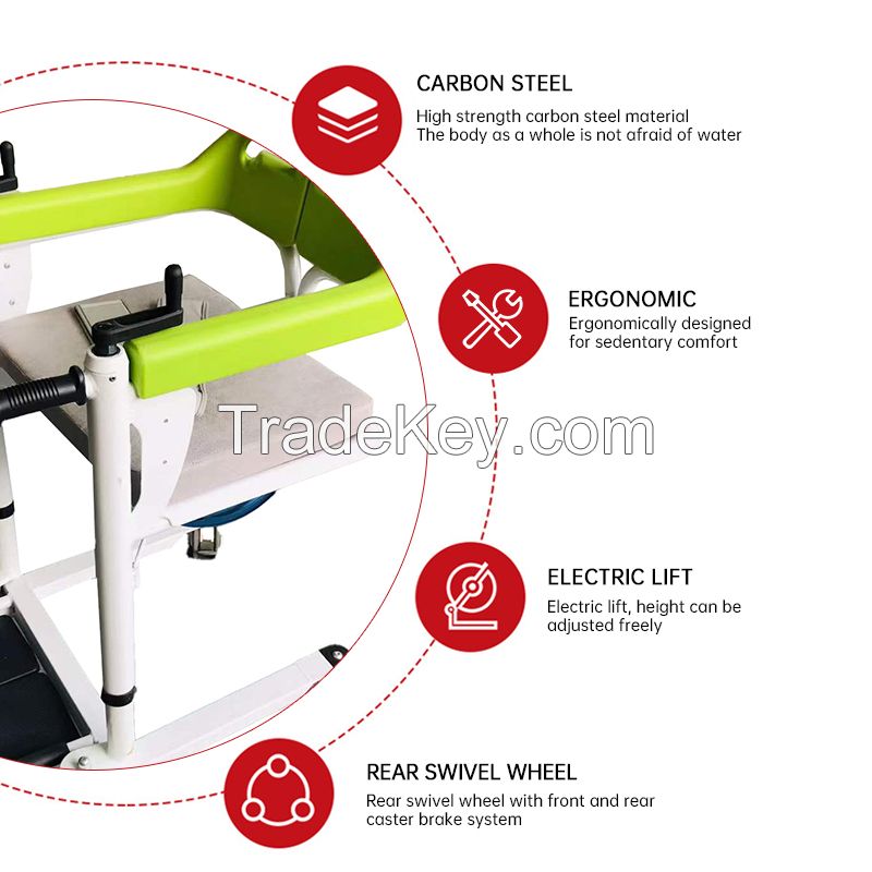 Baokang Electric Lift-foldable Waterproof Electric Life Easy Defecation Commode Lift Chair With Wheels Seats Transfer Patient From Bed To Chair