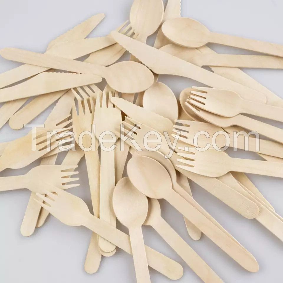 Disposable wooden cutlery from Kego factory in Vietnam