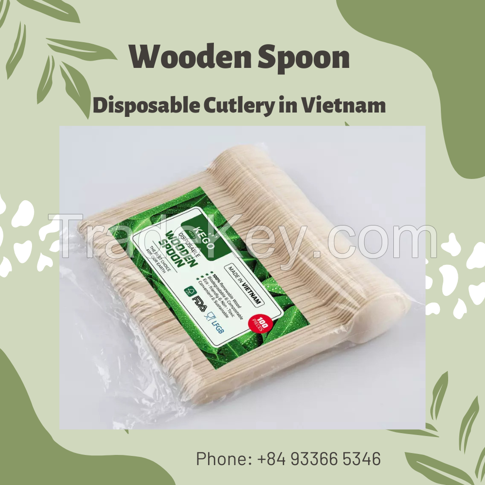 Vietnam Factory Supporting Customized Cutlery Set Knife Fork Disposable Wooden Spoon With Napkin Packaging