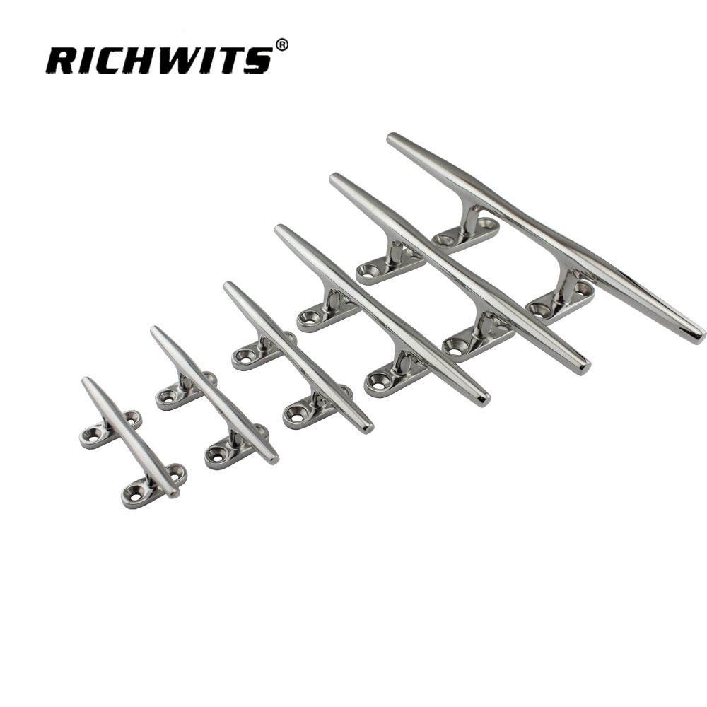 Marine hardware high polished wire rope cleat Stainless 316 boat accessories Open Base boat Cleats