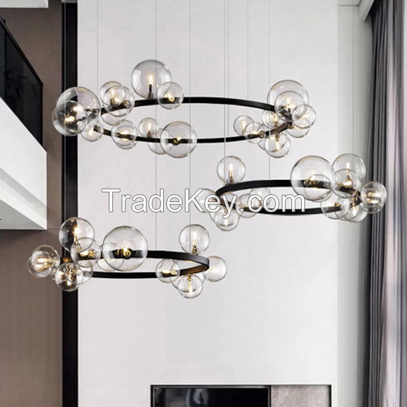 Nordic Living Room Creative Atmosphere Bedroom Dining Room Starry Magic Bean Glass Chandelier