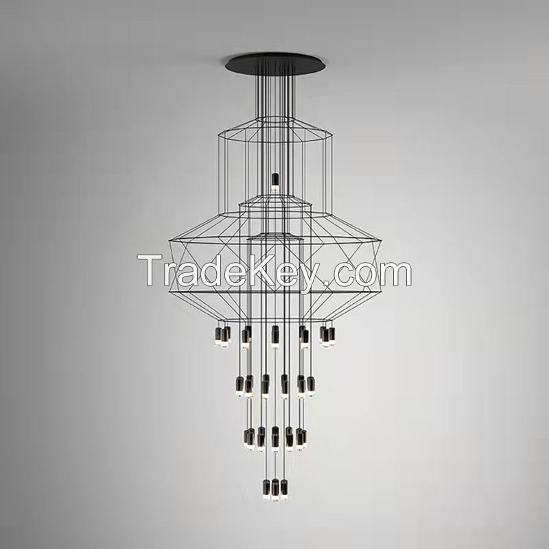 Italian designer，big hotel chandelier modern lamp hot sale black / gold modern chandelier