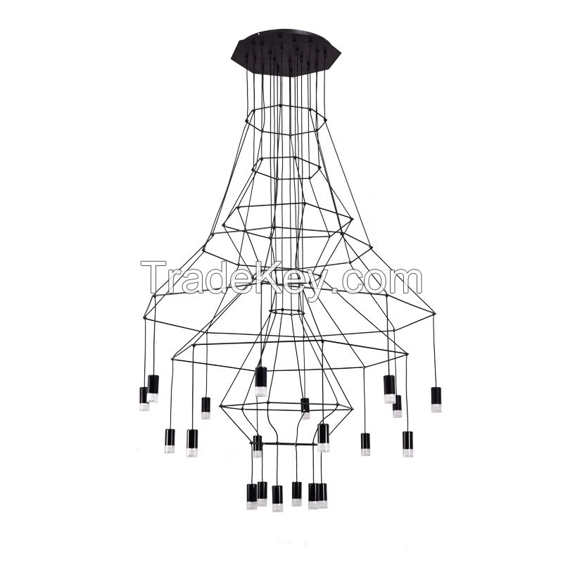 Italian designer，big hotel chandelier modern lamp hot sale black / gold modern chandelier