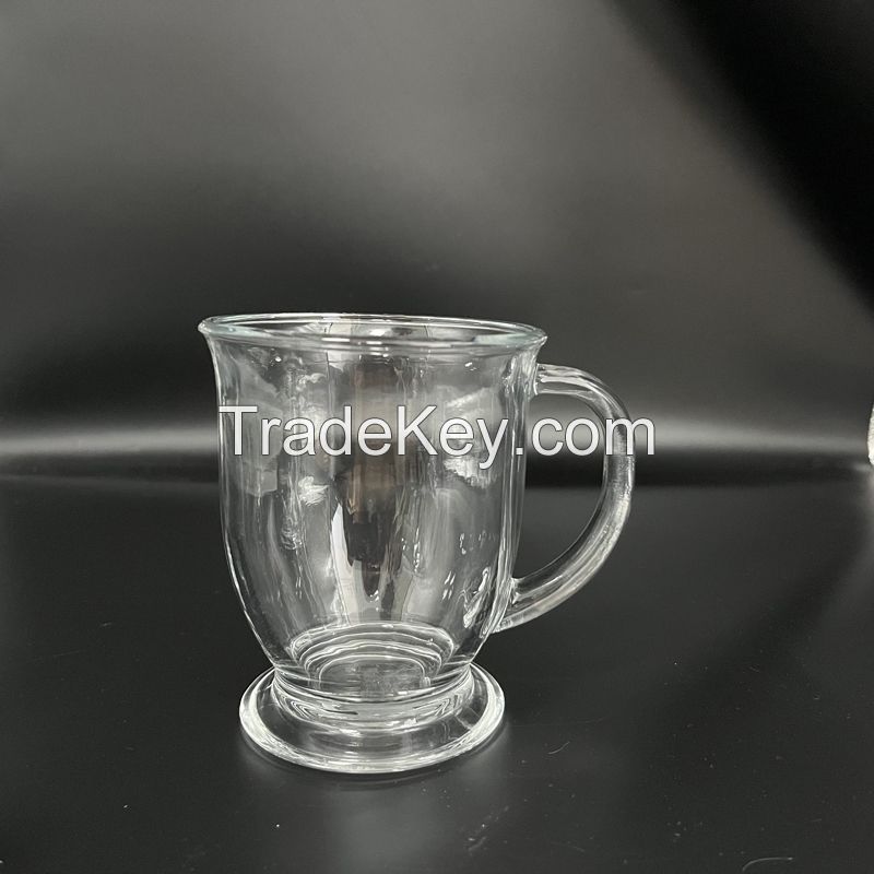 JIngshi 450ml Plain Glass Mugs Promotional Glass Cups with Handle Custom Glasses