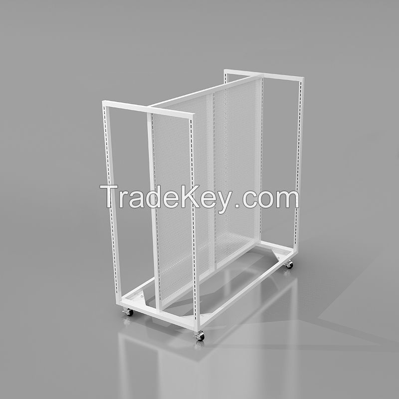 Clothing furniture display racks for stores Double sided low stand/1 set of exhibition stand equipped with 4 universal wheels (or+2 sample hangers)