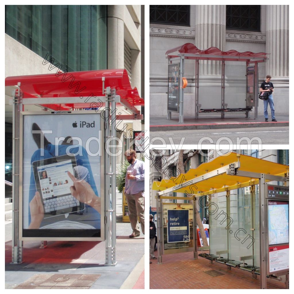 Advertising Bus Shelter Metal Stop Advertising Light Box Shelters