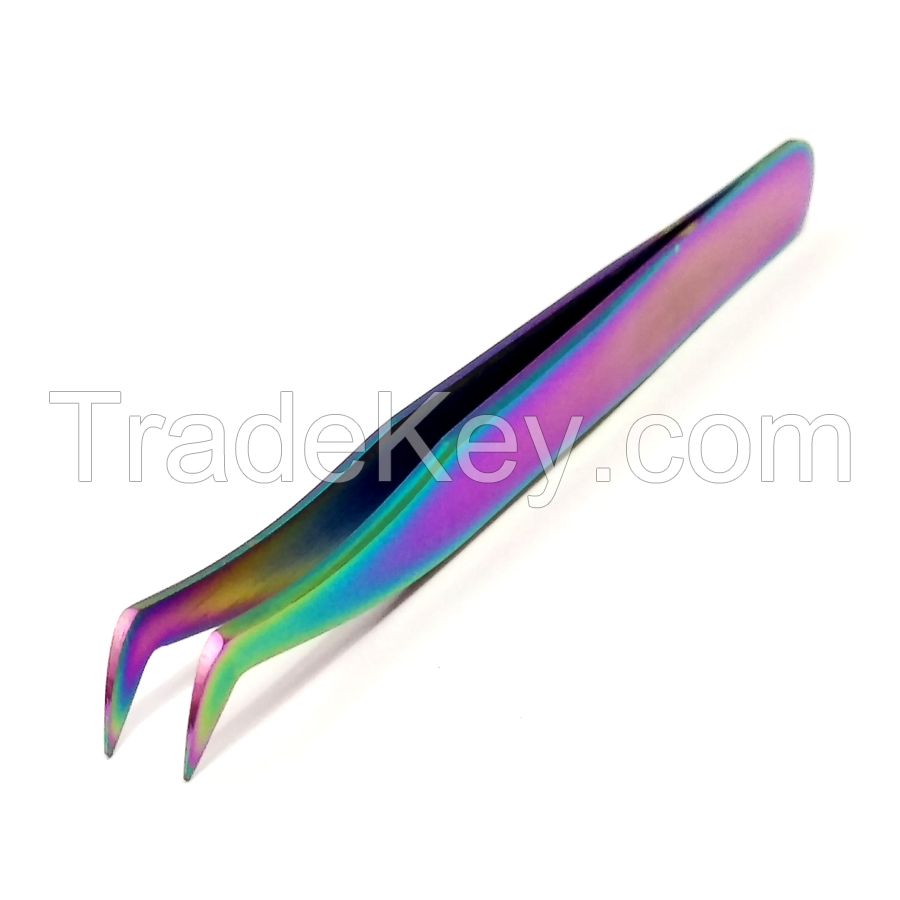 New Arrival Multi Colors Eyelash Tweezers Stainless Steel Eyelash Tweezers with Private Label and Customize Packaging