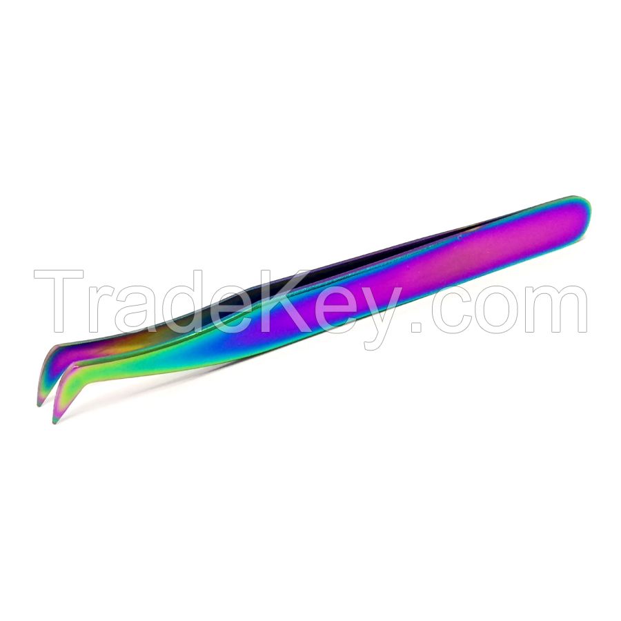 New Arrival Multi Colors Eyelash Tweezers Stainless Steel Eyelash Tweezers with Private Label and Customize Packaging