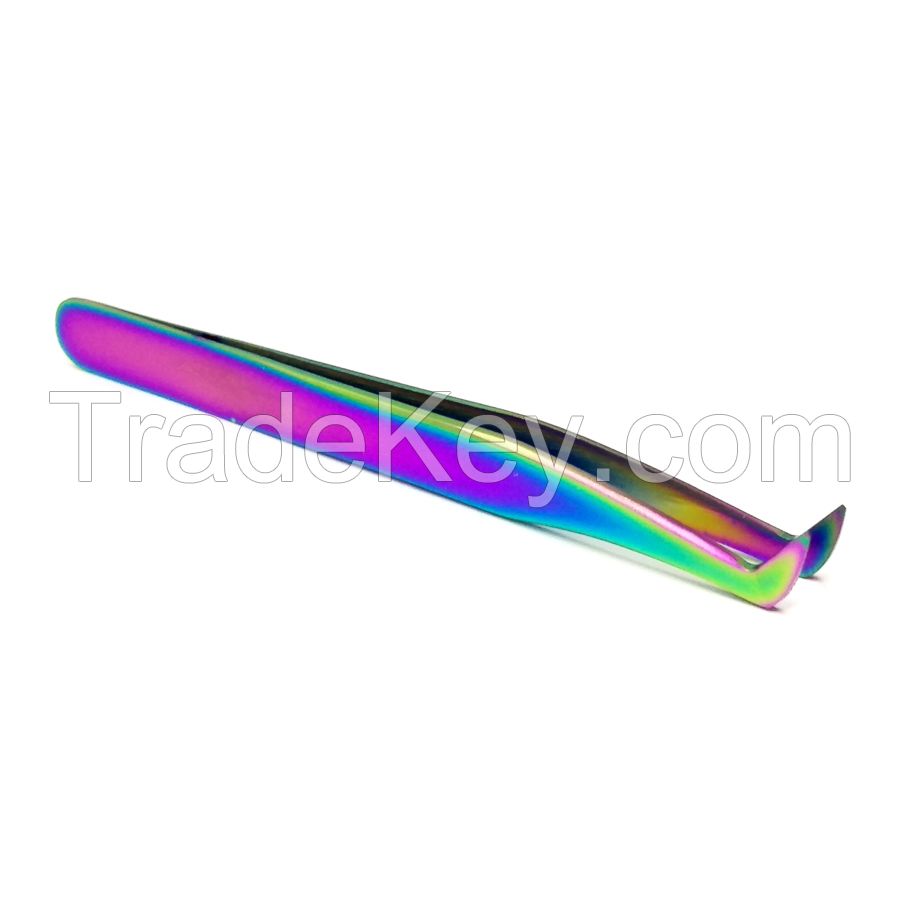 New Arrival Multi Colors Eyelash Tweezers Stainless Steel Eyelash Tweezers with Private Label and Customize Packaging