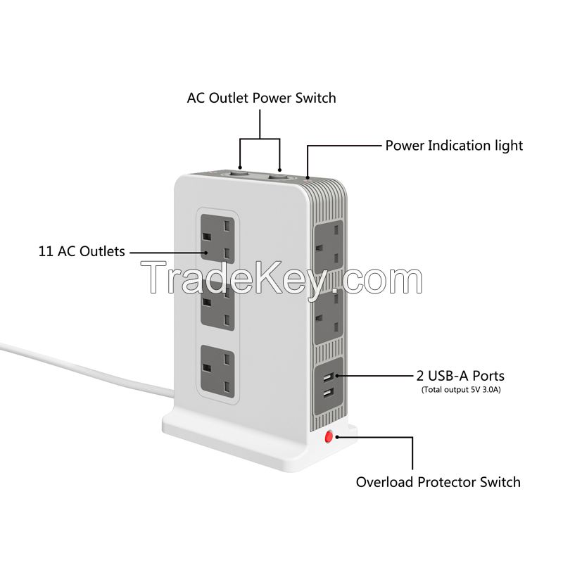 Jeostorm power tower socket 11 sockets 2 USB