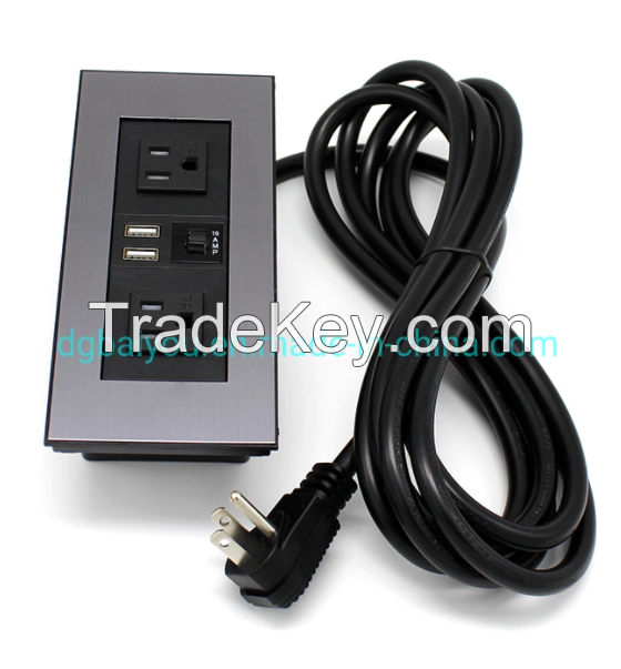 2 AC Outlets and 2 USB Charging Ports USA with Overload Protection Switch