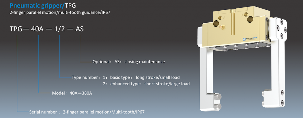 2 Finger Pneumatic  Parallel Gripper, Multi-tooth TPG