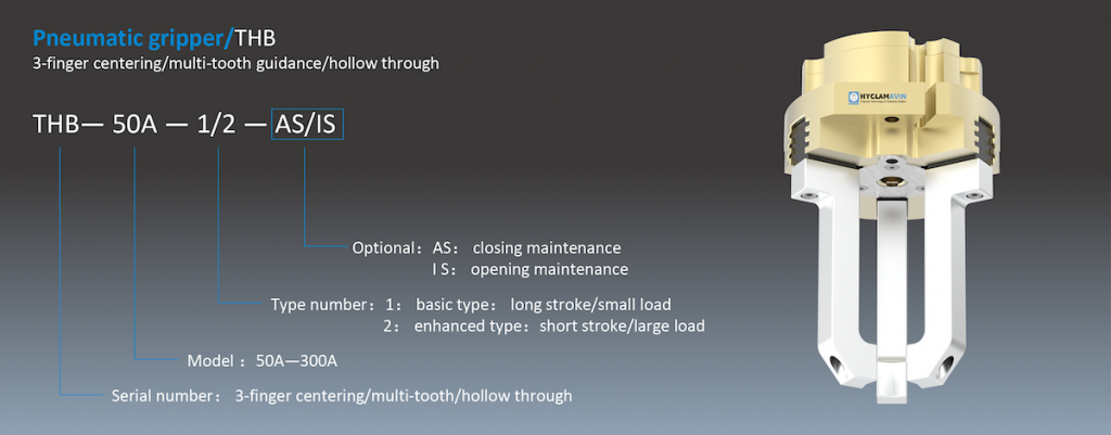 3 Jaw Parallel Grippers, multi-tooth guidance , hollow through THB