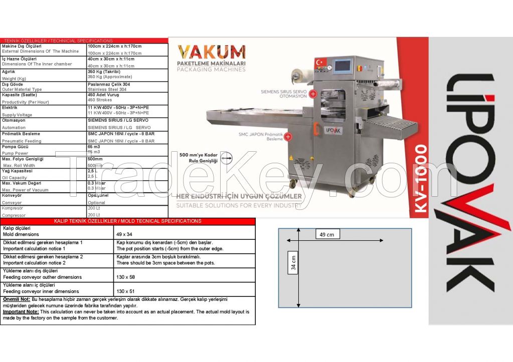 KV 1000 Automatic MAP and Skin Pack Packaging Machine