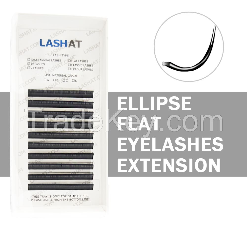 Elliptical Flat Lashes Single Eyelash Extensions Private Label Cashmere Volume Lashes pestanas