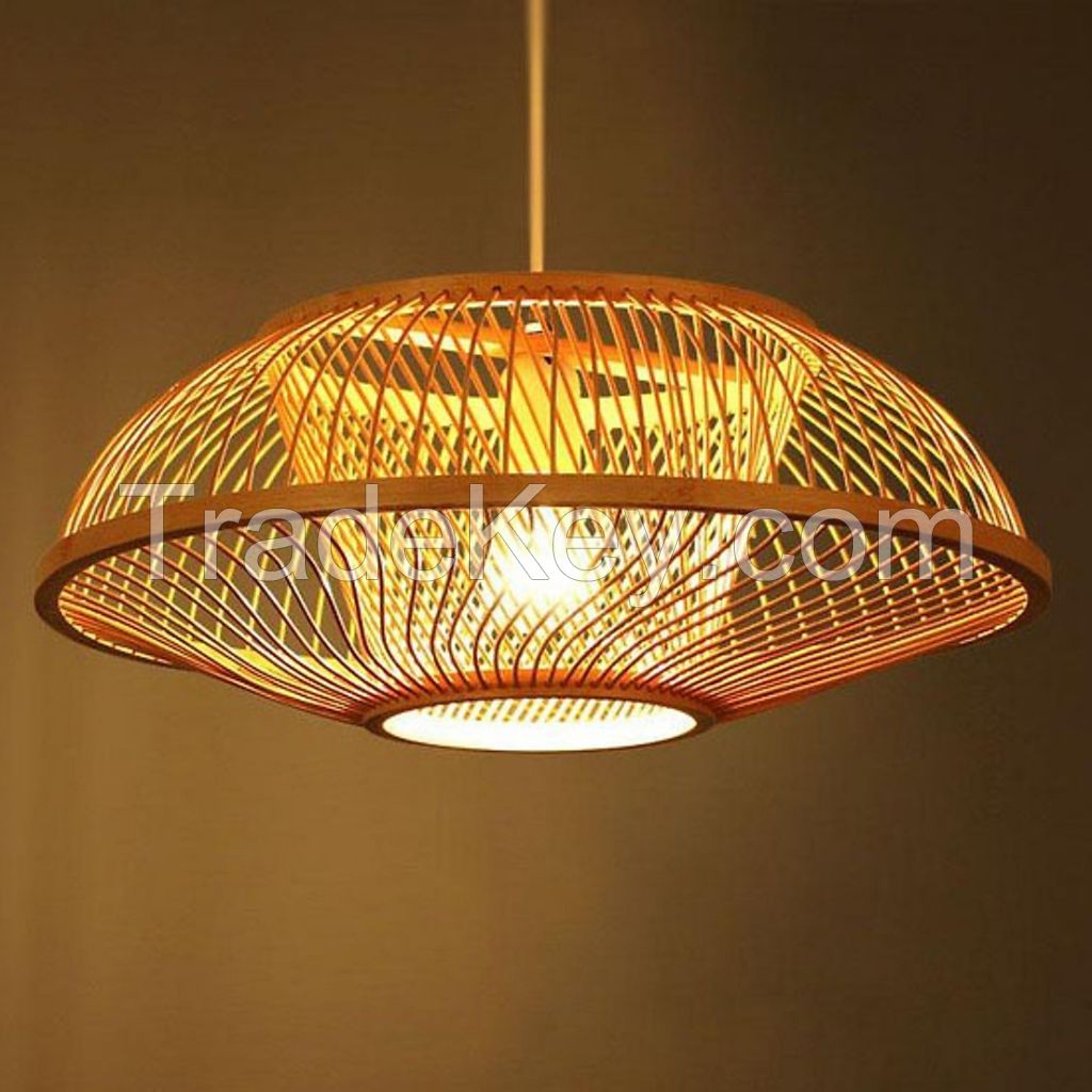 Unique Rattan Bamboo Lamp Shape Organic Bamboo Wicker Weaving Standing Chandelier Pendant Lighting For New Year Decoration