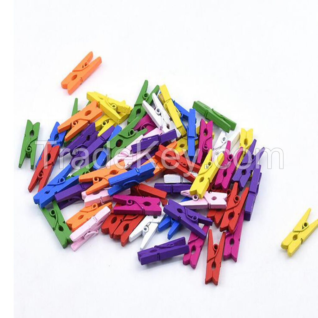 Wholesale 2.5cm wood color small wood clip color wood clip diy decorative photo clip wood photo clip