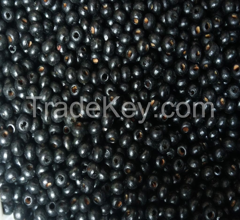 The manufacturer directly supplies small black wood beads 4mm wood beads, scattered colored wood beads, wooden round balls, wooden half hole beads