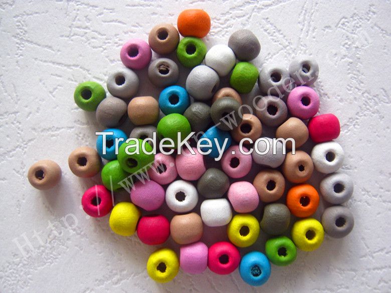 Wholesale supply of handwork DIY accessories colorful wooden beads candy color small beads 6 * 7MM beads clothing