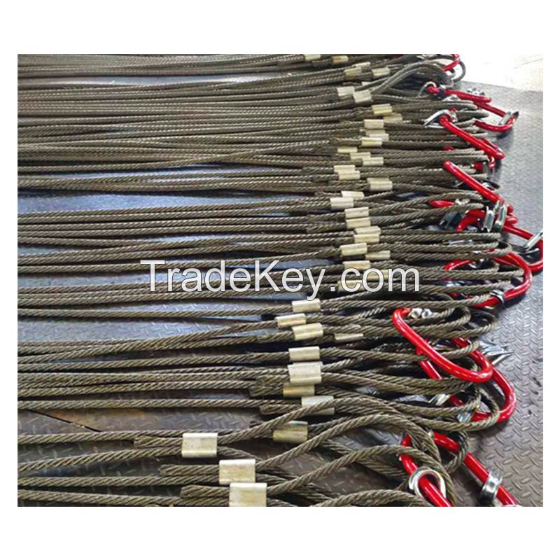 Sanlonghengli-Galvanized Lifting sling Double Legs Steel Wire Rope Cabel Sling/Customized/Contact customer service before placing an order