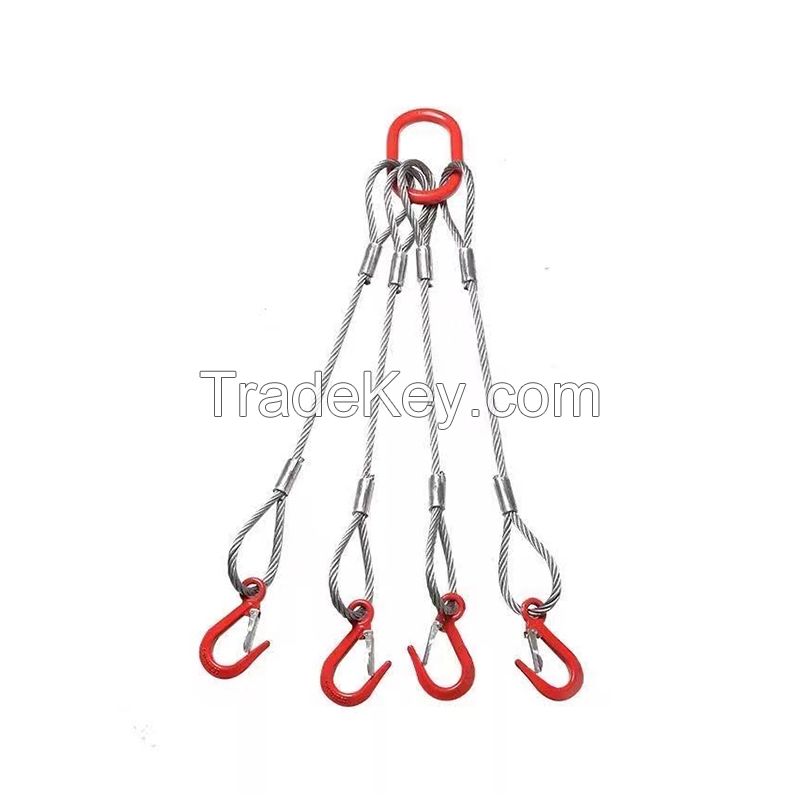 Sanlonghengli-Safe and Durable Steel Wire Rope Four Limb Slings for Crane Engineering Hoisting/Customized/Contact customer service before placing an order