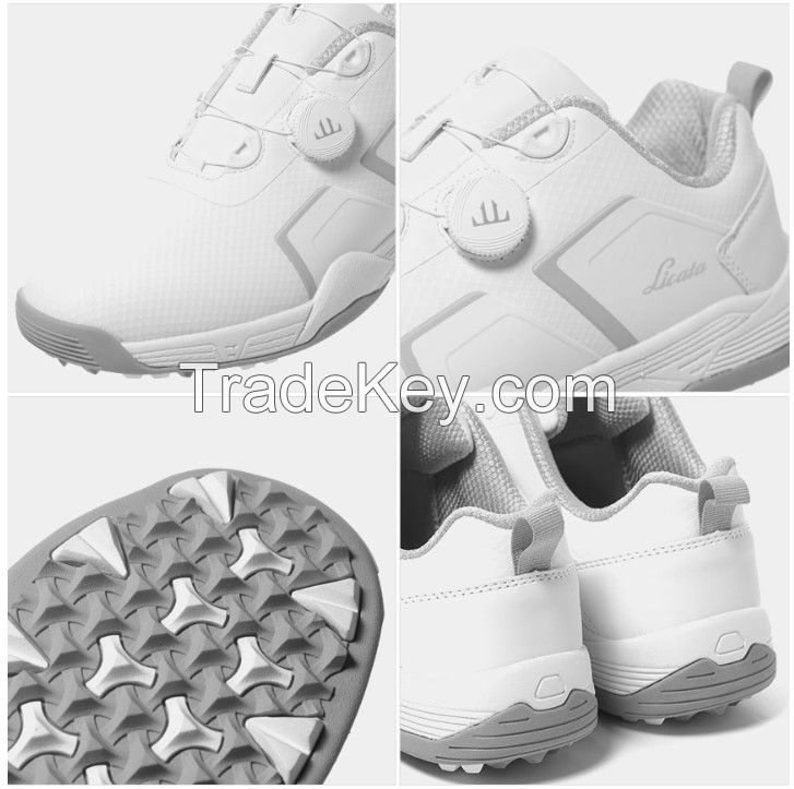 Licata) Tempesta One Dial Golf Shoes For Men (Color: White + Grey, Size: 270 mm/ 275mm) 