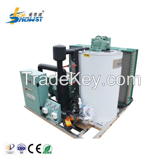 High Efficiency 1 Ton Flake Ice Evaporator Water Cooled Commercial Ice Machine