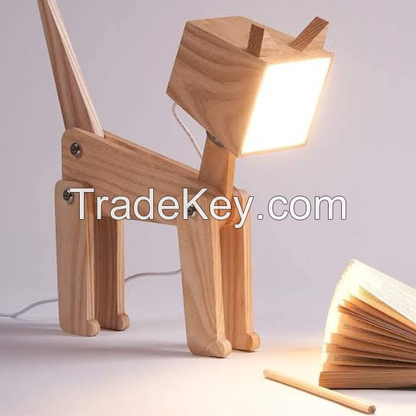 Wooden Dog Shaped lamp 