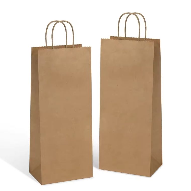 Wholesale Recyclable Custom Kraft Paper Bags with Handles for Take-Out and Shopping