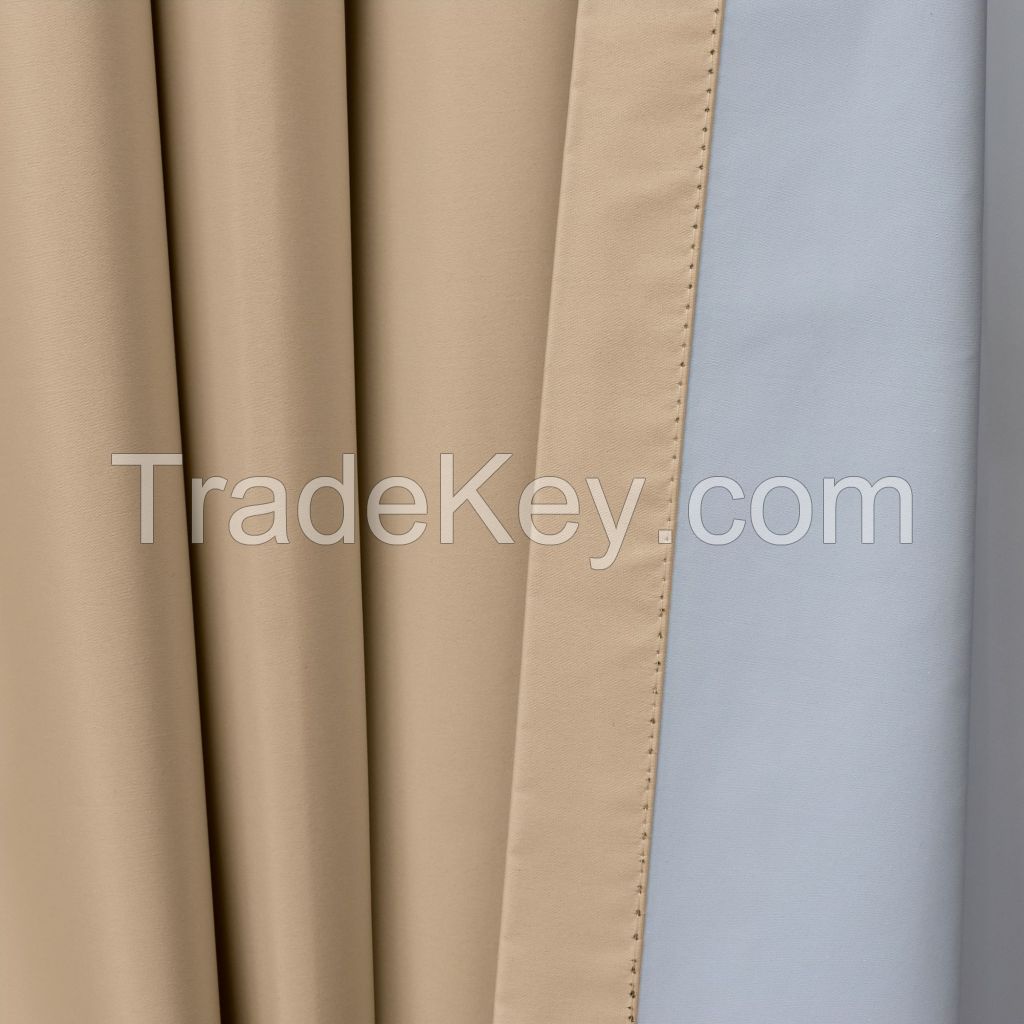 100% Blackout Satin Curtains fabric with Silicon Finish Sound and Heat Insulation