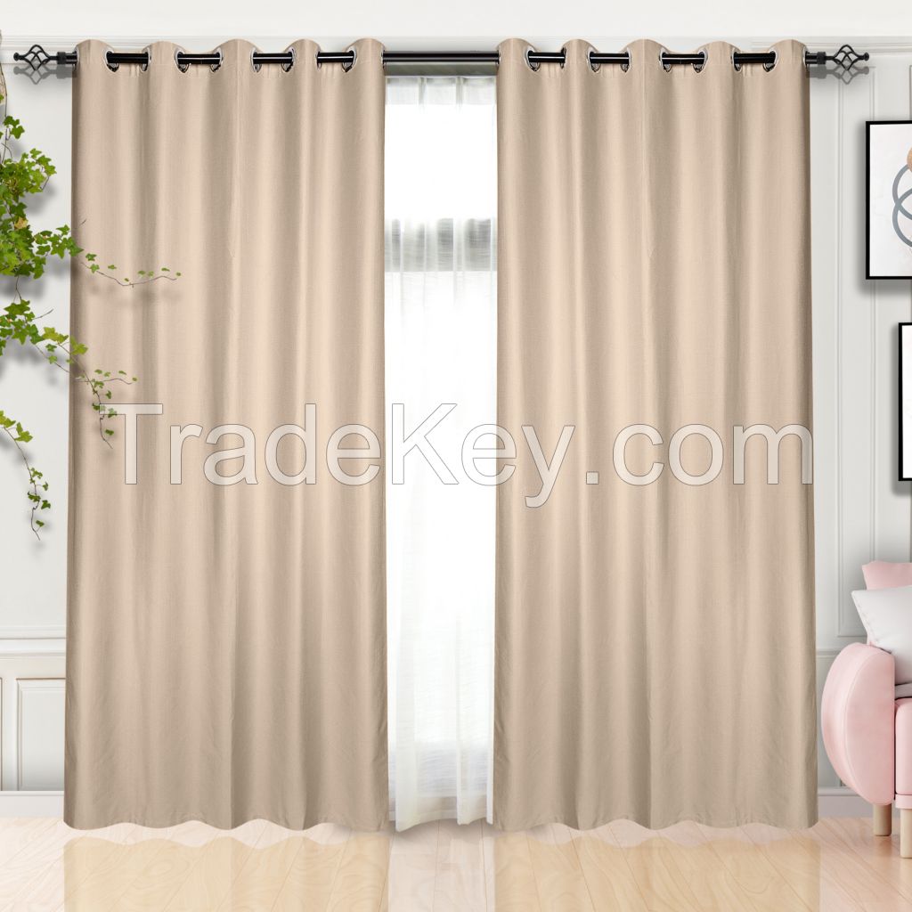 100% Blackout Elegant Textured Jacquard Curtains for Living Room Dining Room Bedroom with Thermal Insulated, Noise and Light Reducing