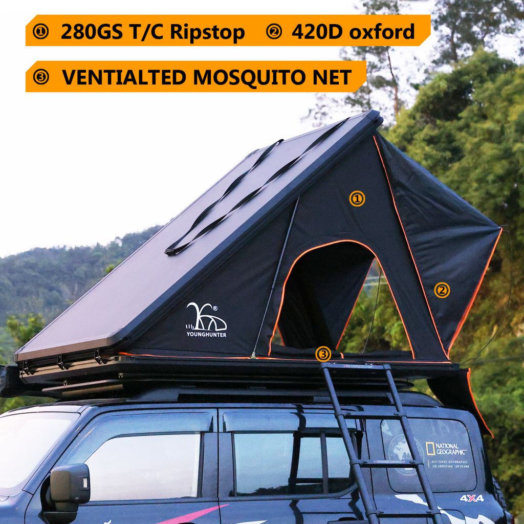 Triangular rooftop tent