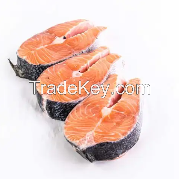 Frozen salmon fish Norway seafood fillet portions loins steaks slices private label for wholesale