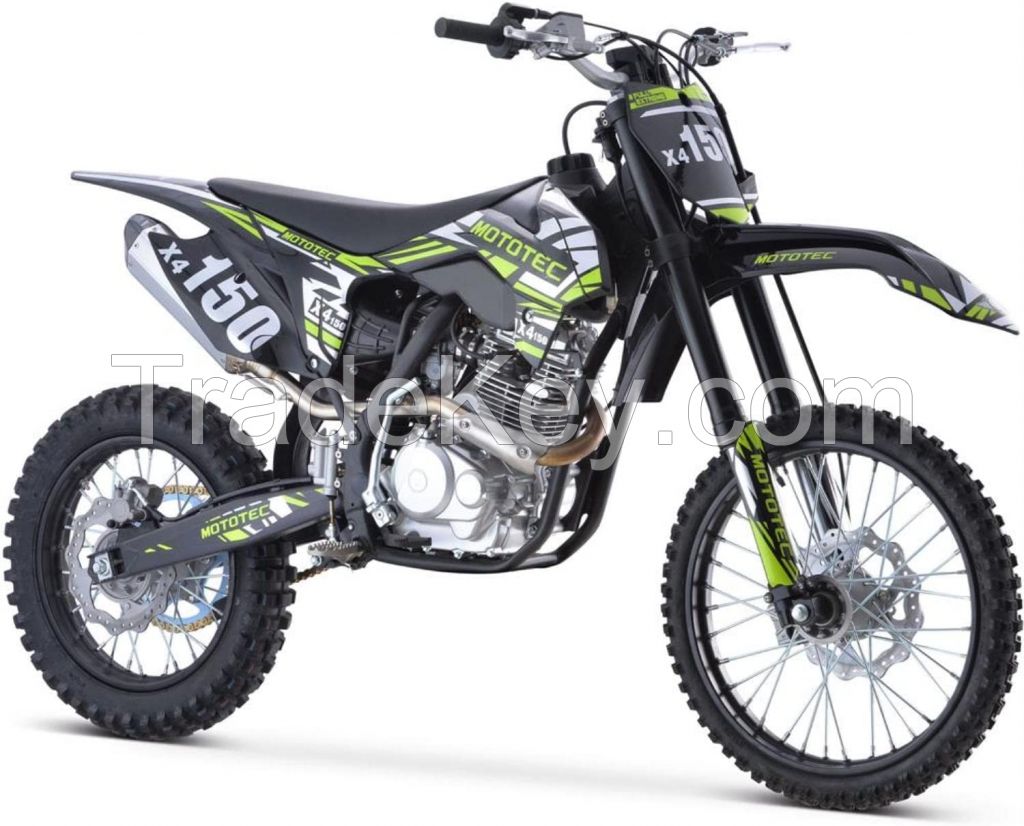 MotoTec X4 150cc 4-Stroke Gas Dirt Bike Black, 76x32x47