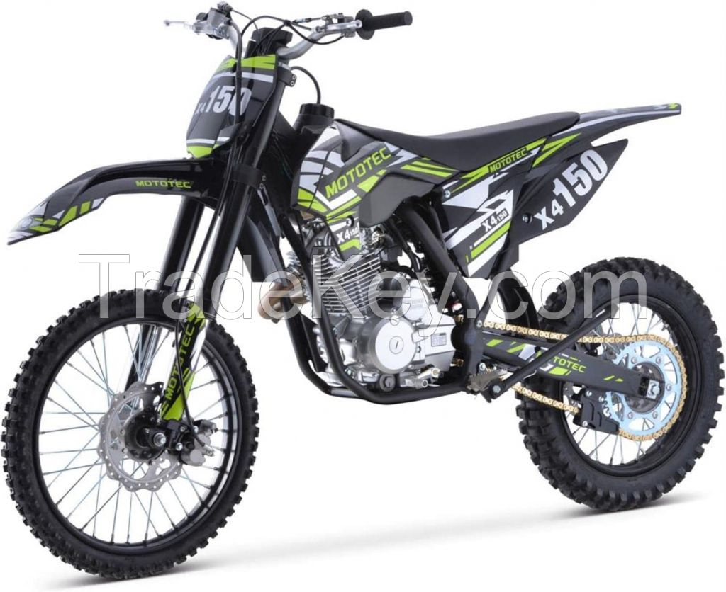 MotoTec X4 150cc 4-Stroke Gas Dirt Bike Black, 76x32x47