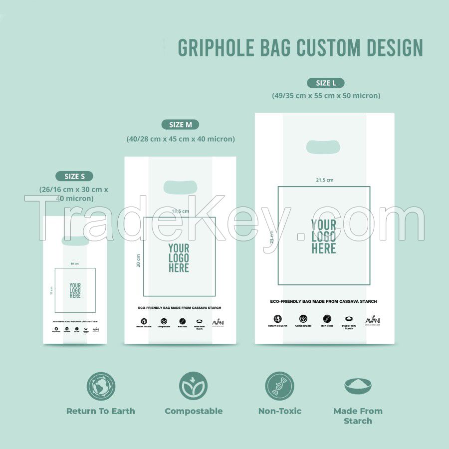 Bio Griphole Custom Logo Plastic Bags Multicolor