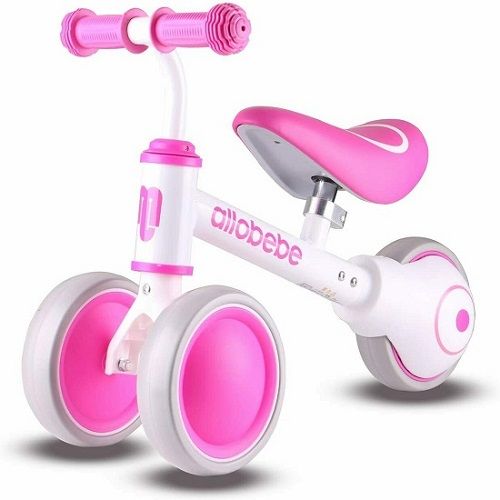 Allobebe Baby Balance Bike, Cute Toddler Bikes 12-36 Months Gifts For 1 Year Old Girl Bike To Train Baby From Standing To Running With Adjustable Seat Silent & Soft 3 Wheels