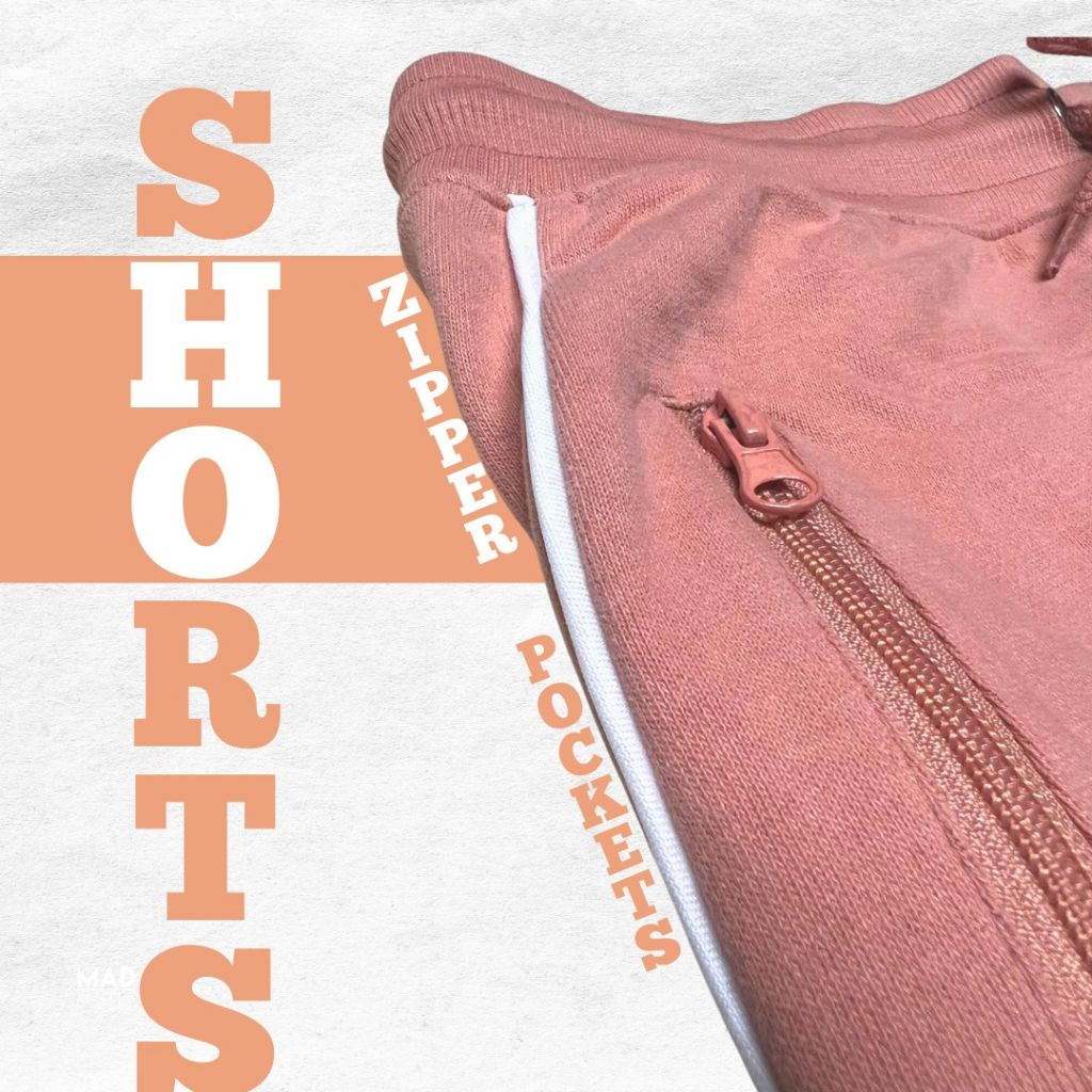 Shorts with zipper pockets for men and women. 