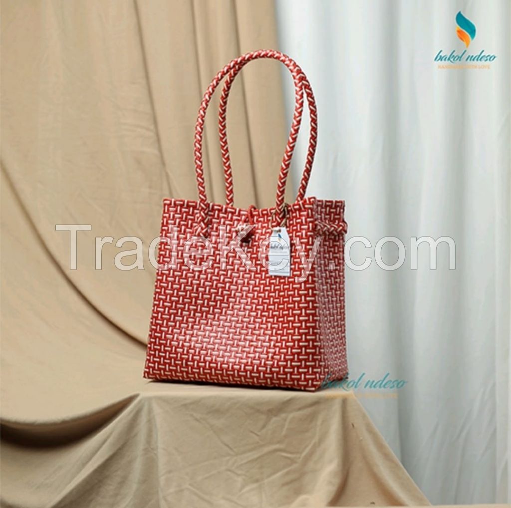 F&Atilde;&copy;rrans : Woven Tote Shopping Handbag A010E5-RED PASTEL LURIK