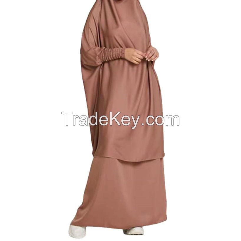 ashion Satin Sliky Djellaba Muslim Dress Dubai Full Length Flare Sleeve Soft Shiny Abaya Dubai Turkey Muslim Islam Robe